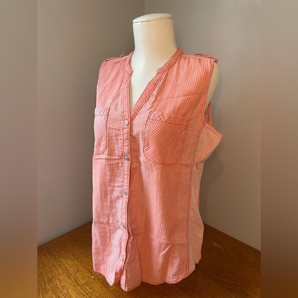 Woolrich Women's Conundrum Eco Rich Sleeveless Shirt Teaberry Size Medium Pink - Picture 14 of 16